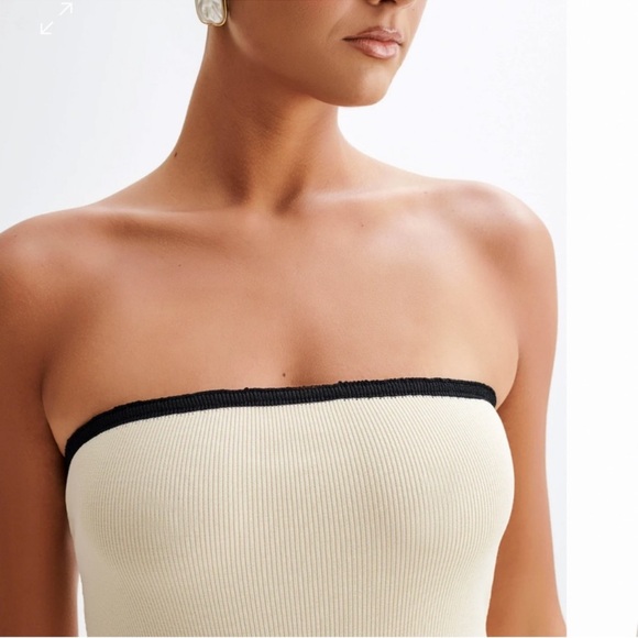 NEW💫 to CASA B| Celeste Strapless Knit Mini Dress in Cream / black - Picture 7 of 10
